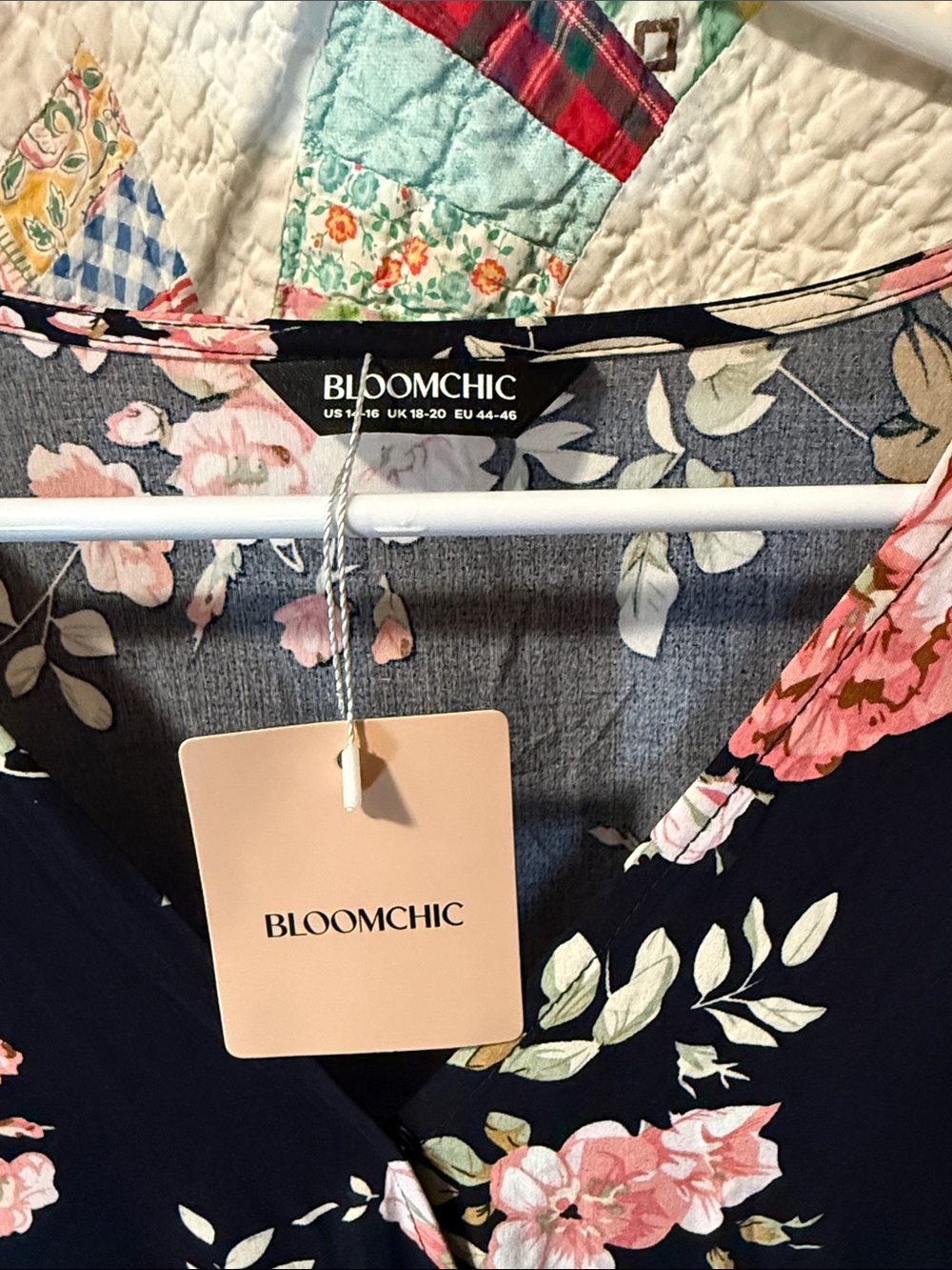BloomChic Navy Floral Maxi Dress with Pink and Yellow Blossoms - Picture 2 of 4